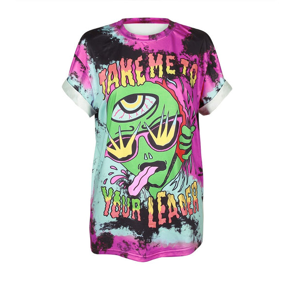3 Eyes Alien Digital Printed T-Shirt O-Neck