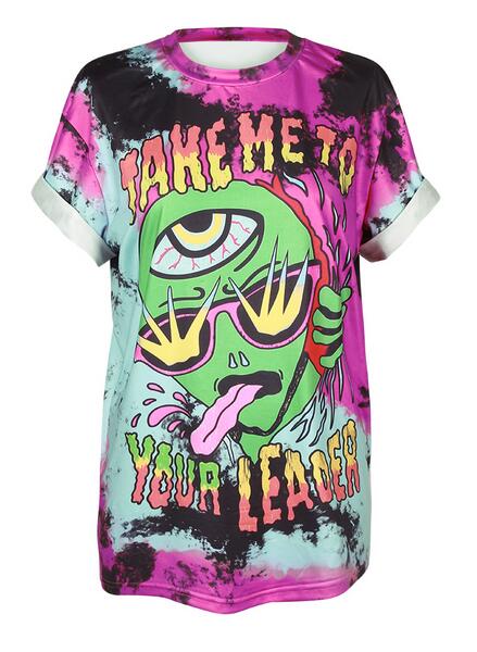 3 Eyes Alien Digital Printed T-Shirt O-Neck