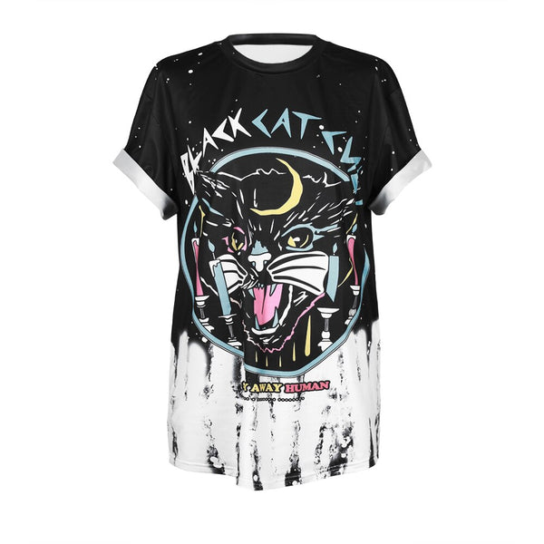 Digital Print O-Neck Shirts Plus Size