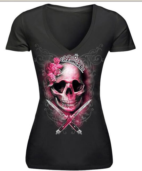 Flower Skull V-Neck