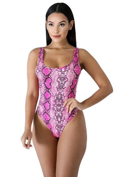 Snake Print One Piece Swimsuit