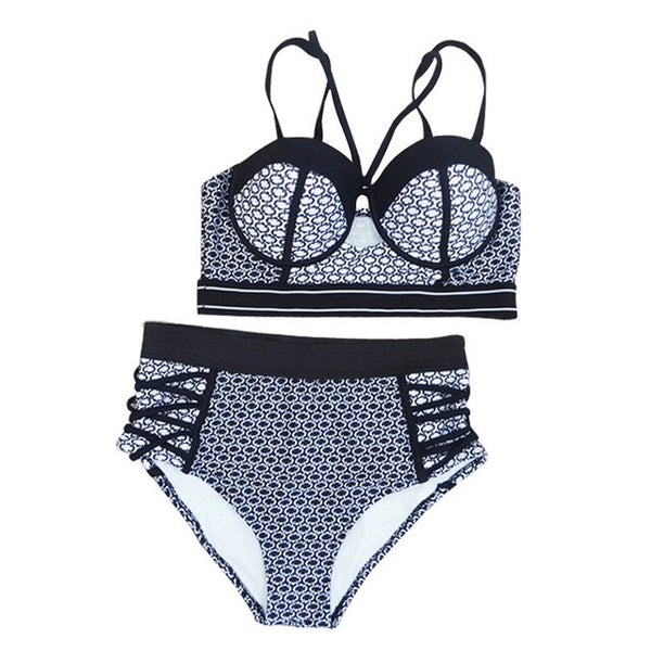 Plus Size Gray Cat Printing  Cute Bikini