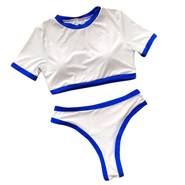 SAGACE High Waist Sport Summer Swimsuit Short Sleeve