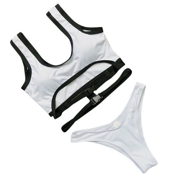 Sexy White Cross Bandage Swimwear