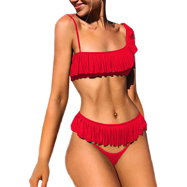 Solid Set Swimsuit Three Piece