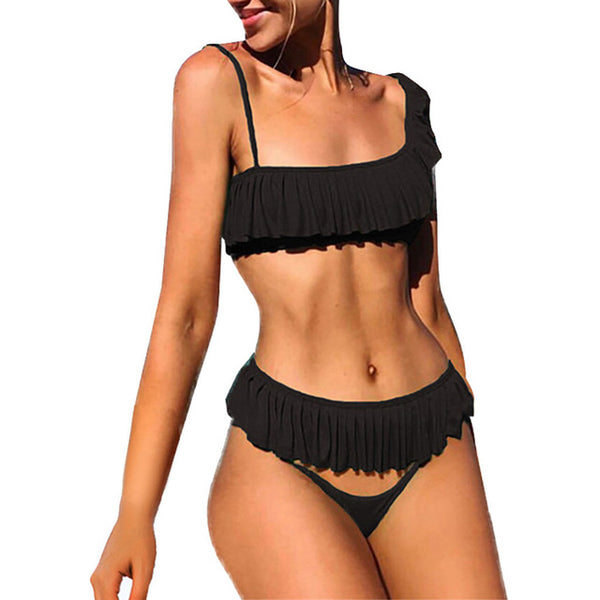 Solid Set Swimsuit Three Piece