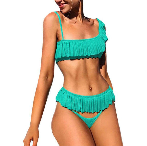 Solid Set Swimsuit Three Piece