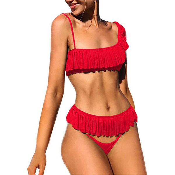 Solid Set Swimsuit Three Piece